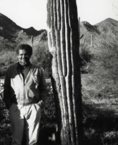 Ishmael Reed with saguaro cactus